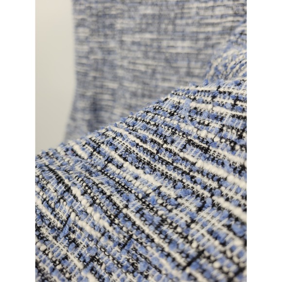 Loft 12 Tweed Dress Blue Black White Pencil Knee Length Short Sleeve Cut out V - Picture 4 of 8